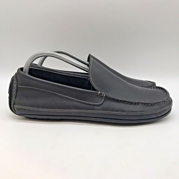 Banana Republic Black Leather Driving Loafers Men's 10.5D Casual Classic Shoes - Picture 1 of 11